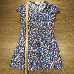 Band of Gypsies Floral Mini Dress Women’s Large Blue Rose Lace Up Back Boho