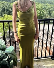 Tiger Mist Morana Lime Green Open Back Long Bodycon Maxi Size XS