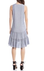 Karen Kanestriped nautical ruffle vintage 20&rsquo;s style dress Large Retail $119