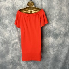 Women’s WAREHOUSE Coral Red Off the Shoulder Ruffle Sleeve Short Dress Size 10