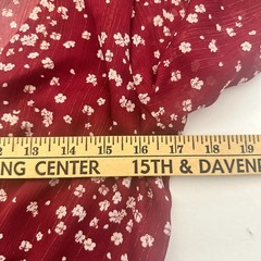 Coquette Cottagecore Summer Boho Maroon Red Cream Sz S Ditsy Print Long Sleeve