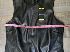 Express Women&rsquo;s NEW Faux Leather Black Shift Dress Sleeveless Size M