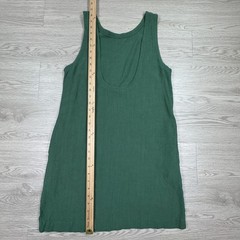 Women&rsquo;s Shift Dress Green Small Cotton Linen Sleeveless Scoop Back