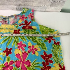 Carolina Colours Plus Maxi Dress Womens 24W Blue Tropical Floral Linen Rayon