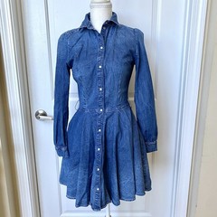Guess Ladies Denim Dress Size XS/TP Pearl Snap Buttons