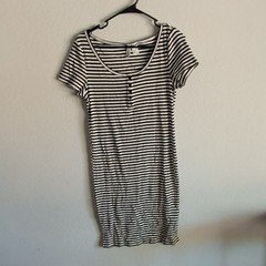 Divided Stripped Fitted Casual Dress L