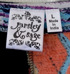 Parsley & Sage Boho Patchwork Knit Tunic Shirt Dress Sz L Artsy Button Accent