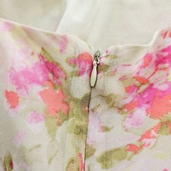 ASTR Tie Back Flutter Sleeve Open Back Cut Out Midi Dress in Lime Pink Floral L