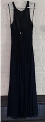 Cassandra Stone Fully Beaded Natural Silk Dress Sheer with Lining Black and Gold