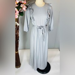 Source Unknown Lilac Ruffle Long-Sleeve Maxi Dress with Tie Waist