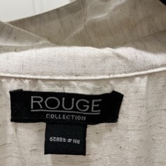 Rouge Collection Linen Blend Button Up Shirt Dress Beige Lagenlook Beachy 2X/3X