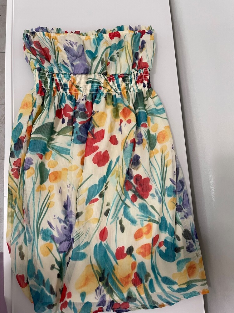 Multi Colored 21 Strapless Dress Lined Size S Excellent Length 25&Prime;