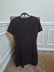 Studio C Croc Embossed Microsuede Brown Sheath Short Sleeve Dress Size 14