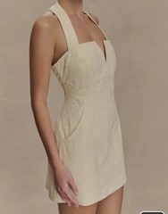 Meshki Ebony Embroidered Denim Mini Dress – Cream Size XS NWT MSRP $125