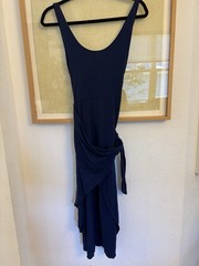 Reformation Womens Size Medium Blue Sleeveless Wrap Midi Dress With Side Tie
