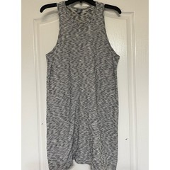 Aerie Tank Dress Medium Black White Marled Striped Cotton Casual Racerback