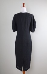 ANTONIO MELANI NWT $159 Solid Black Seer Sucker Puckered Midi Dress Size 2