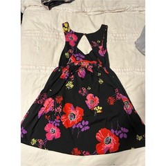 Roxy Black Mini Dress with Pink & Red Floral Print, Summer Dress