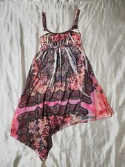 S-12 Braided Strap Asymmetrical Hem Rhinestone Empire Waist Dress Size Small