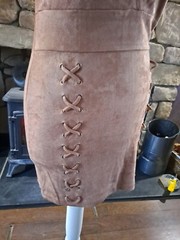 JCL Light Tan Camel Soft Suedette Plunge Front Dress Size M/L BNWT