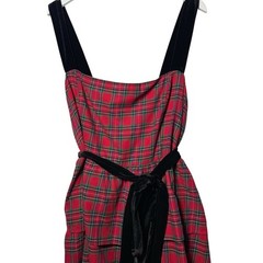 Sugarlips Arvada Red Multi Plaid Mari Tiered Midi Dress Size 3X