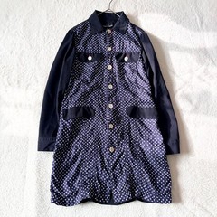 Tricot Comme des Garcons Dot Shirt Dress Mixed Material Navy S