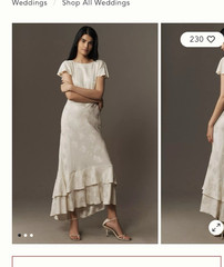 Anthropologie Ivory Floral Jacquard Midi Slip Dress M Round Neck Flutter Sleeve