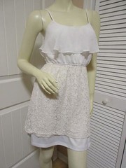 Vintage 90s 80s DEB White Sleeveless A-Line Lace Dress S Fairy Femme Resort Wear