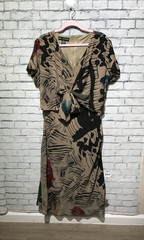 Mlle Gabrielle, Women 18 (Plus 1X), Brown Sheer Chiffon Zip Midi Dress