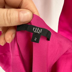 Tibi Womens Silk Lined Short Cap Sleeves Open Back Mini Sheath Dress Pink Size 2