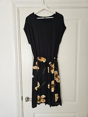 Woman&rsquo;s black, floral print, jersey summer,casual dress size 10. Bonmarche