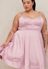 Torrid Pink Solid Sweetheart Strappy Sleeveless Fit & Flare Knee Dress Zip