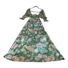 NWT Olivaceous Tiana Maxi-Dress Size Medium Green Floral Print Chiffon Feminine