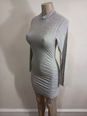 Tresser Women&rsquo;s Size Medium Grey High Neck Ruched Side Bodycon Mini Dress (nwot)