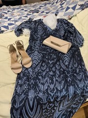 Betsy and Adam Size 18 Blue Sequin Formal Dress