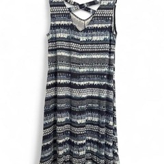 Style & Co V-Neck Patterned Dress with Crisscross Back