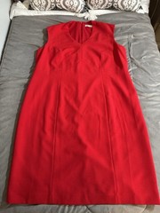 Kasper Women’s Scarlet Red Sheath Sleeveless V Neck Business/coctail Dress 16 W