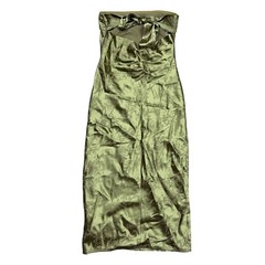 NWT Lulus Impressive Favorite Olive Jacquard Strapless Midi Dress XS