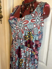 NWT ROUGE COLLECTION -PLUS SIZE 2X STRETCH RACER BACK- MAXI FLORAL DRESS