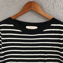 LOFT Striped Sweater Dress Womens Large Black White Long Sleeve Pullover Casual