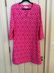 Jude Connally Megan fushia & pink geometric shift dress Size Large EUC