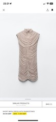 ZARA SHORT MESH DRESS WITH RHINESTONES BEIGE-PINK FW24 SIZE LARGE NWT 7901/217