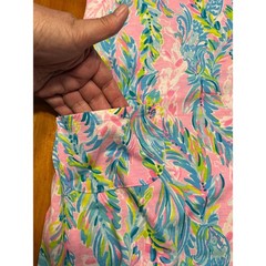 Lilly Pulitzer Tropical Beach Preppy Ruffle Hem Dress Strappy Back Patch Pockets