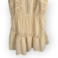 LoveShackFancy Stern Mini Dress Lace Pintuck Buttercream Ivory Small Summer
