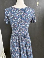 Esprit Blue Floral Front Button Down Dress Size 7/8 Tie Back