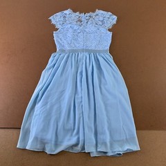 Wedtrend Women&rsquo;s Small Blue Lace Chiffon Ruffle Cap Sleeve Fit & Flare Dress New