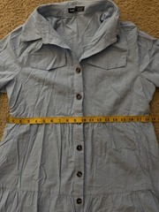 SHEIN Blue Chambray 100 % Cotton Collared Button Front Shirt Dress sz L