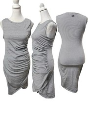 Lira Black & White Striped Sleeveless Ruched Side Dress Size Small