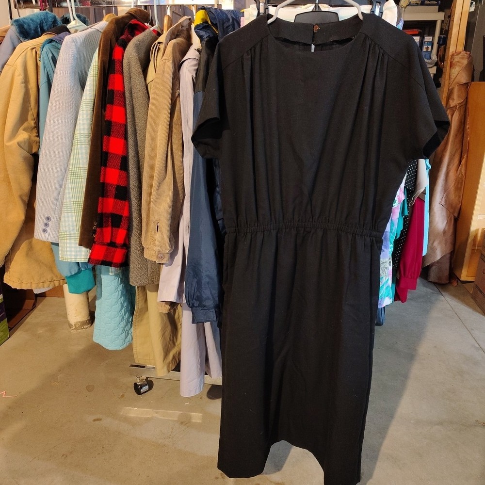 80&rsquo;s Black Dress XL Homemade Lightweight Pockets Long Maxi