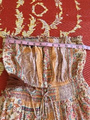 Dress Forum Sz S Strapless Patchwork Maxi Dress Boho Tassel Smocked Slit Tiered
